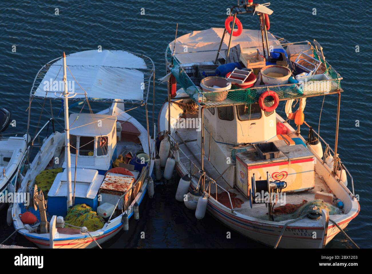 Griechenland Ioniosche Insel Korfu: Fischerboote Foto Stock