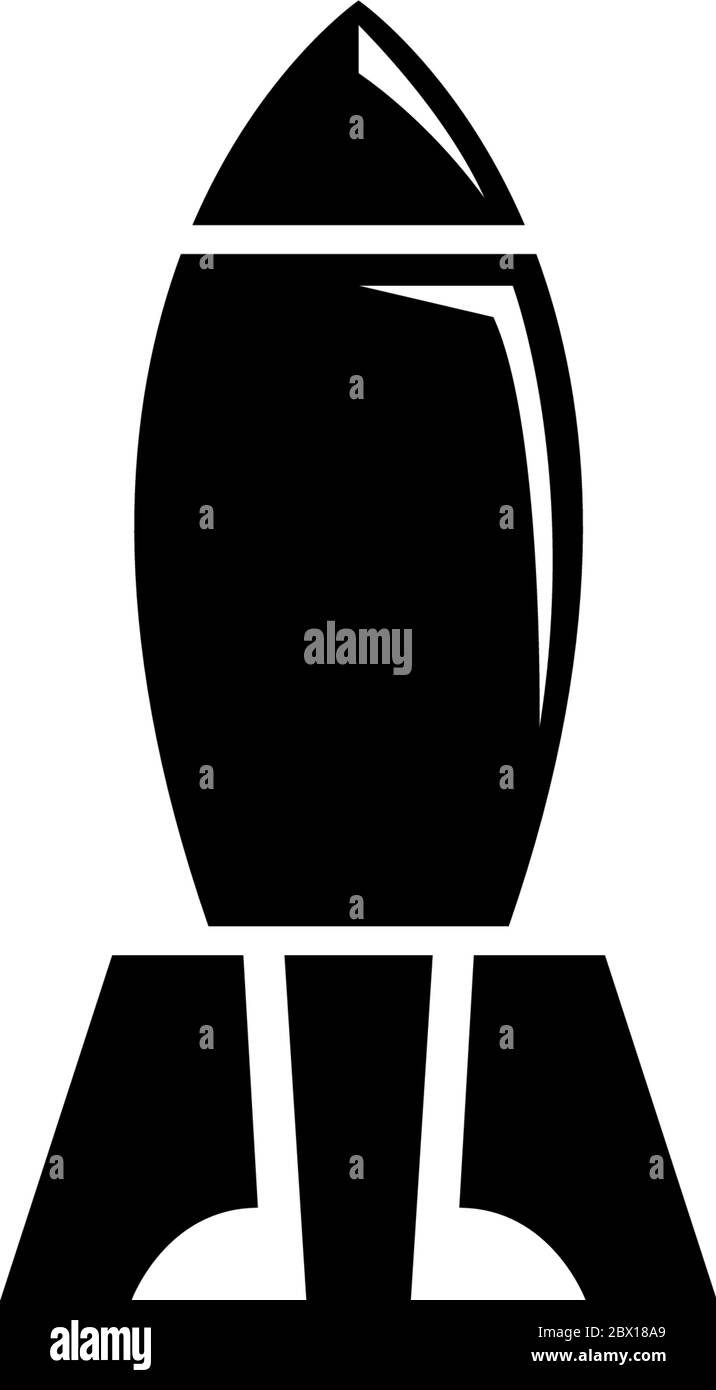 Bomba nucleare a razzo, bomba atomica. Illustrazione dell'icona Flat Vector. Semplice simbolo nero su sfondo bianco. Bomba nucleare Rocket Air, bomba Illustrazione Vettoriale
