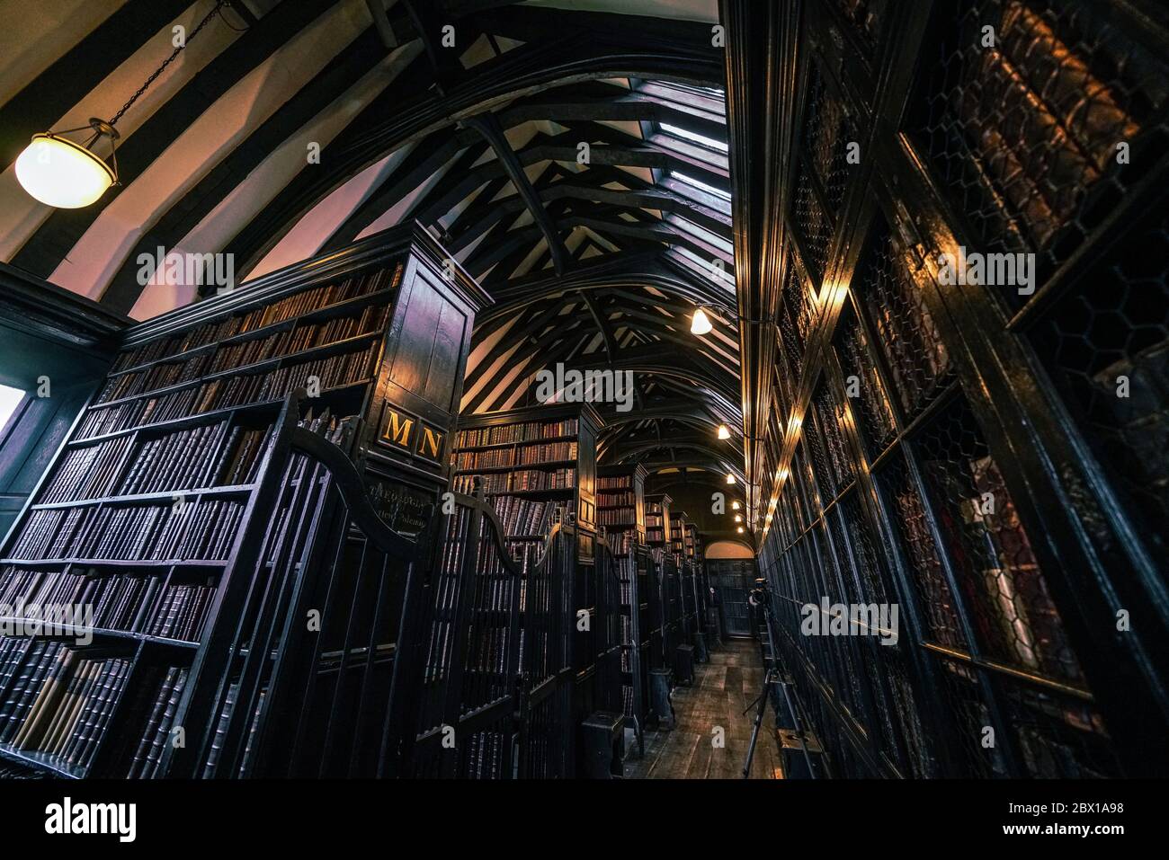 Manchester, Regno Unito - 03.11.2018. Biblioteca Chetham - biblioteca pubblica gratuita per oltre 350 anni. La più antica biblioteca del mondo di lingua inglese. Foto Stock