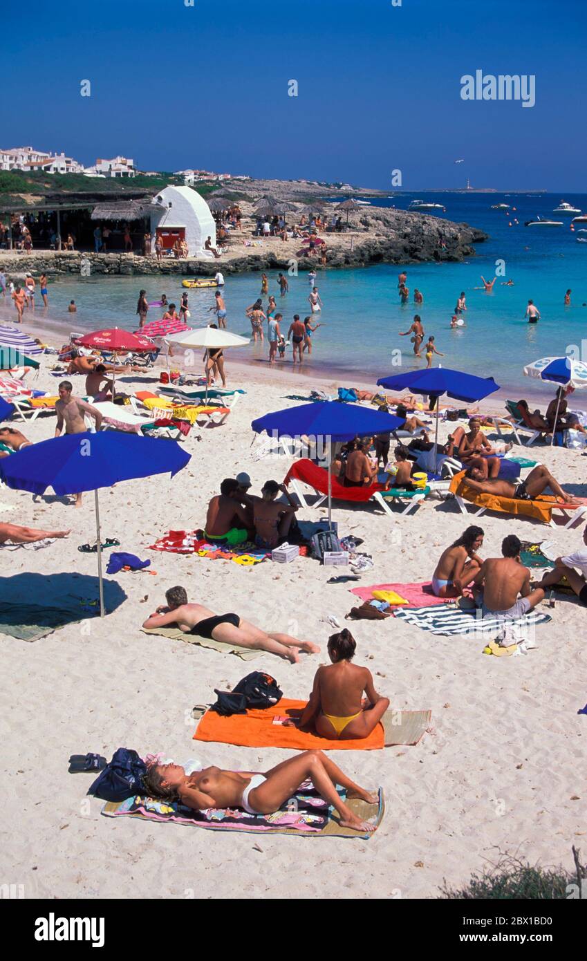 Spiaggia Cala Benibequer, isola Baleari Menorca, Spagna, Europa Foto Stock