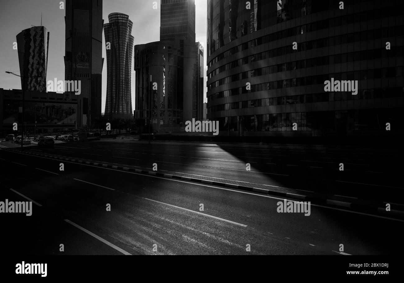 Monocromatico bella vista della città zona ovest della baia al tramonto Foto Stock