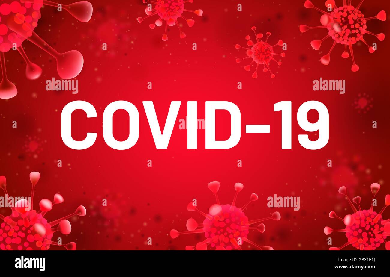 Banner Covid-19 con cellule del virus rosse galleggianti Illustrazione Vettoriale