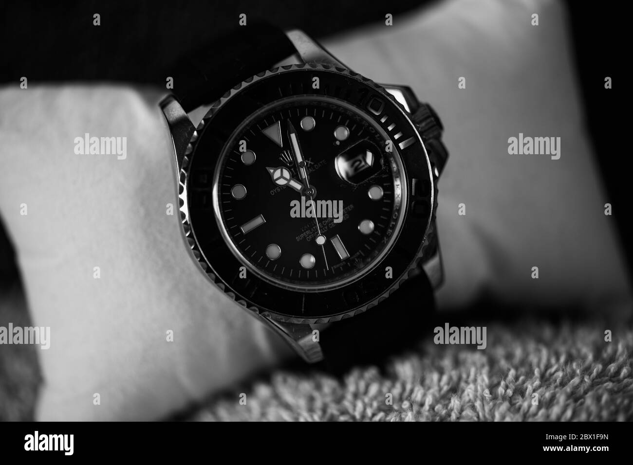 Orologio da polso Rolex Yacht Master monocromatico da uomo Foto Stock