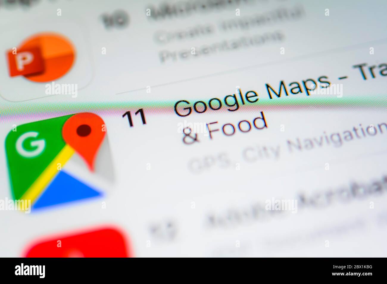 App Google Maps, servizio mappe online, icona dell'app, screenshot, smartphone, dettagli, schermo intero Foto Stock