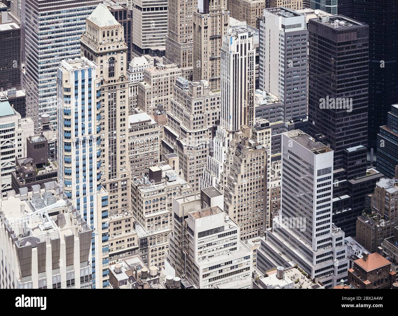 New York City architettura diversa, colori tondi vista aerea, Stati Uniti. Foto Stock