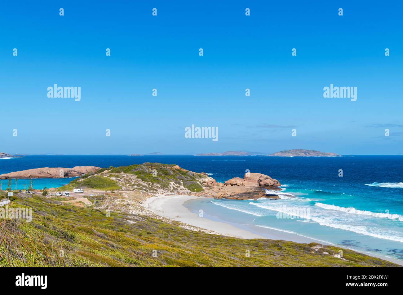 Vista su Lovers Cove, Twilight Beach, Great Ocean Drive, Esperance, Australia Occidentale, Australia Foto Stock