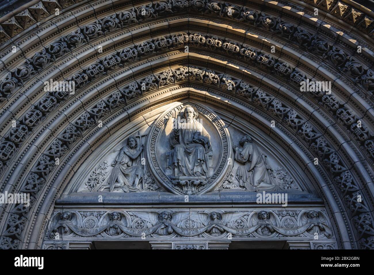 Dettagli della Cattedrale Metropolitana di Saint Mary, cattolica romana, all'estremità est di New Town a Edimburgo, la capitale della Scozia, Regno Unito Foto Stock