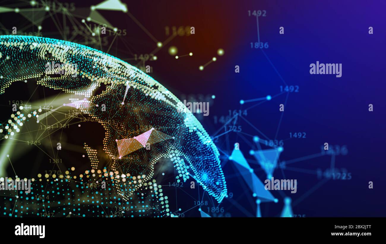 Concetto di rete, di comunicazione di internet. 3d'illustrazione. Foto Stock