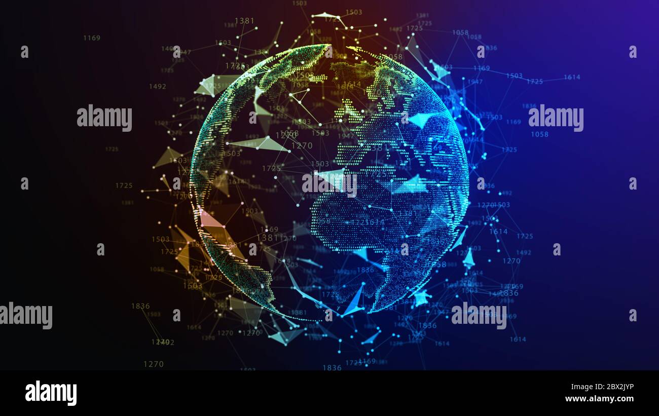 Concetto di rete, di comunicazione di internet. 3d'illustrazione. Foto Stock