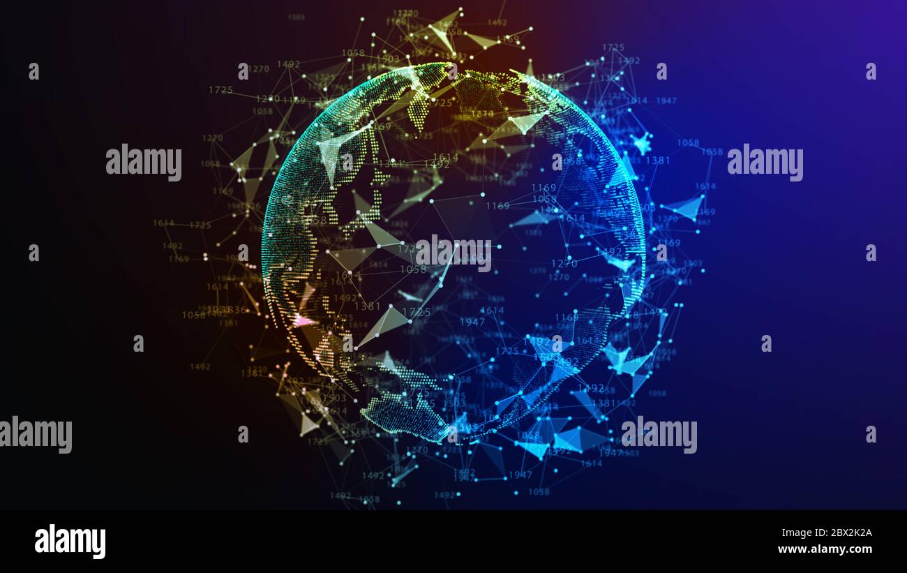 Concetto di rete, di comunicazione di internet. 3d'illustrazione. Foto Stock