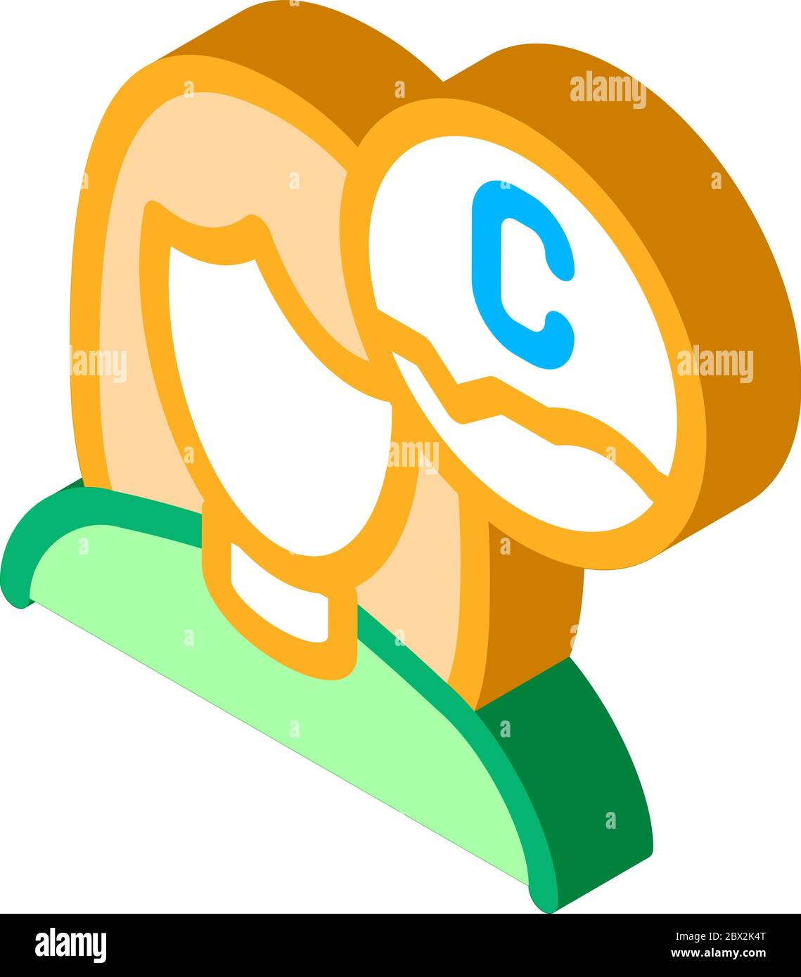 Illustrazione vettoriale dell'icona isometrica della donna e dell'acido ascorbico Illustrazione Vettoriale