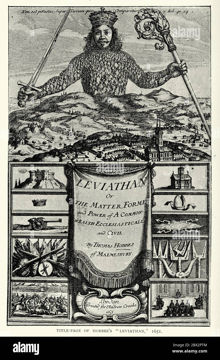 Frontespizio di Leviathan di Thomas Hobbes. Illustrazione di Abraham Bosse.  Il lavoro riguarda la struttura della società e del governo legittimo, e io  Foto stock - Alamy