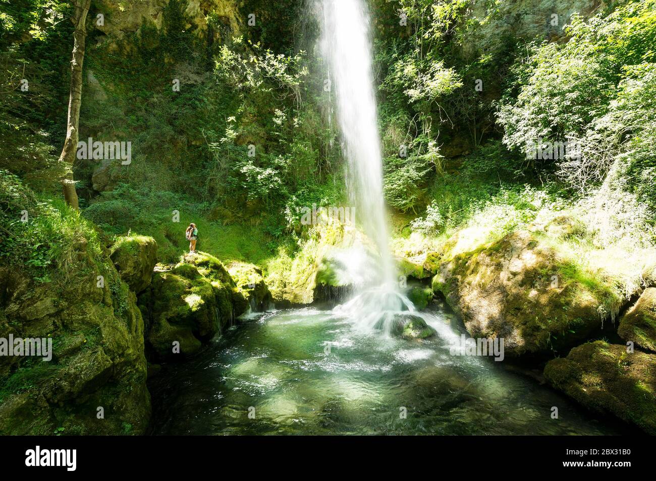 Francia, Drôme (26), Parco Naturale Regionale del Vercors, Saillans, la cascata di Druise è un'importante cascata del fiume Gervanne Foto Stock