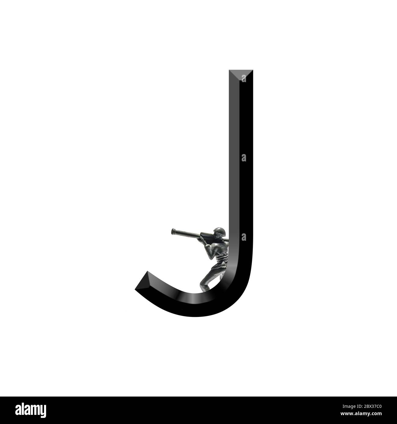 Alfabeto J con soldato simboleggia la lotta e la guerra contro qualcosa Foto Stock