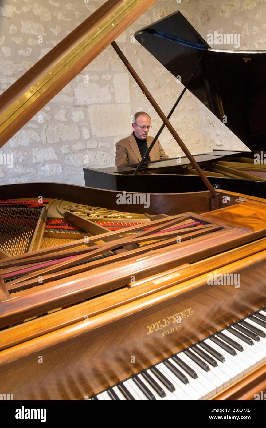 Francia, Indre et Loire, Valle della Loira dichiarata Patrimonio Mondiale dall'UNESCO, Huismes, la Cancelleria accoglie musicisti strumentali o vocali da camera per provare, insegnare o registrare musica Foto Stock