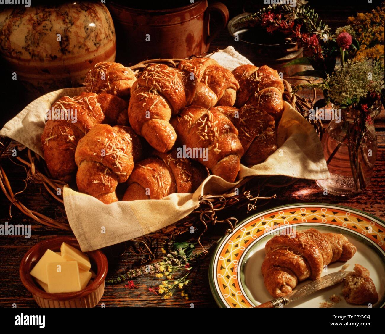 Rotoli di croissant erbed Foto Stock