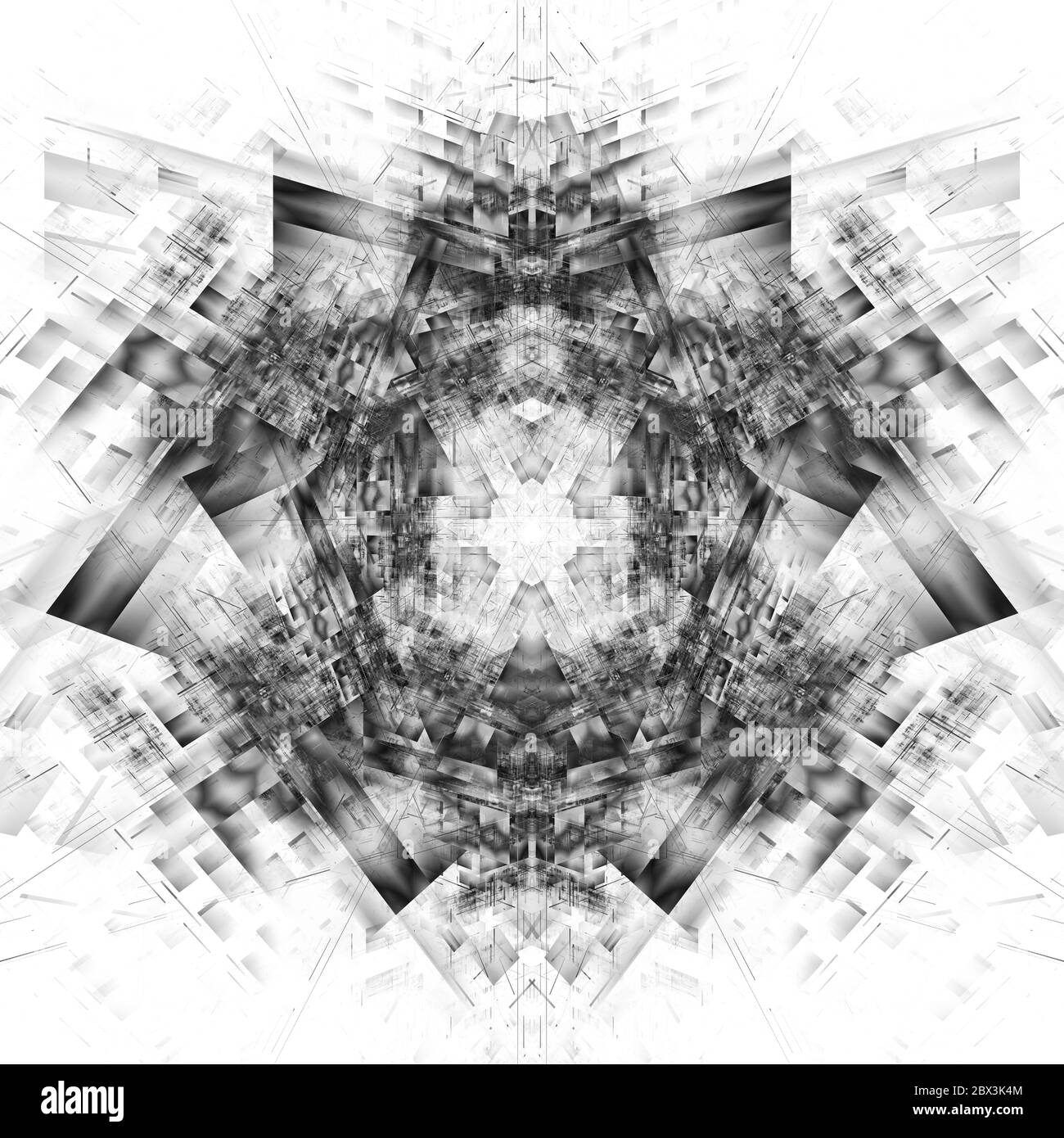 L'illustrazione frattale astratta per il disegno creativo assomiglia alla struttura techno moderna della città Foto Stock