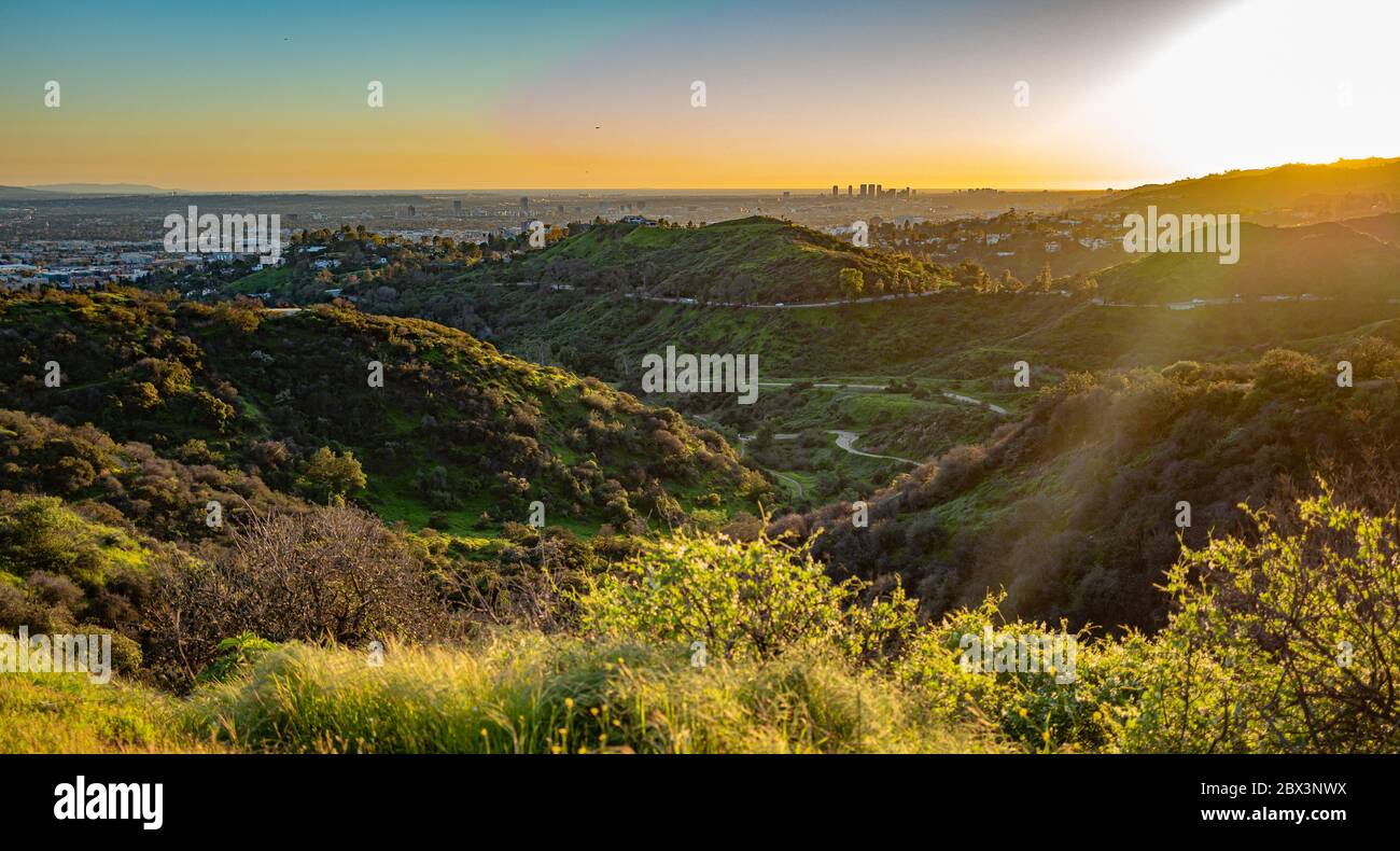 Vista panoramica di Los Angeles dall'Osservatorio Foto Stock