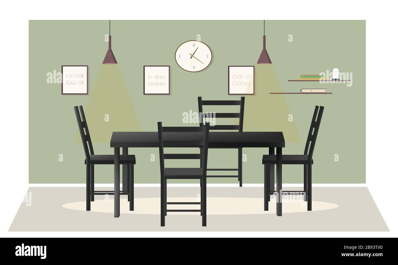 simulato su illustrazione di un tavolo da pranzo in una stanza Illustrazione Vettoriale