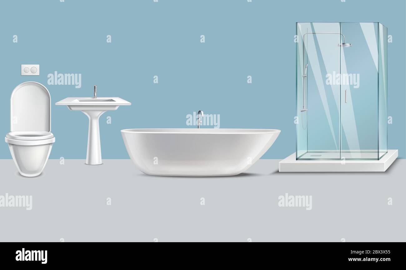 simulato su illustrazione di bagno realistico Illustrazione Vettoriale