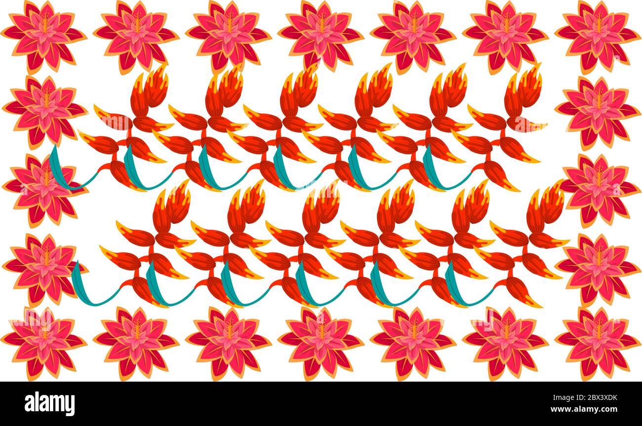 design tessile digitale di fiori diversi Illustrazione Vettoriale design tessile digitale di fiori diversi Illustrazione Vettoriale
