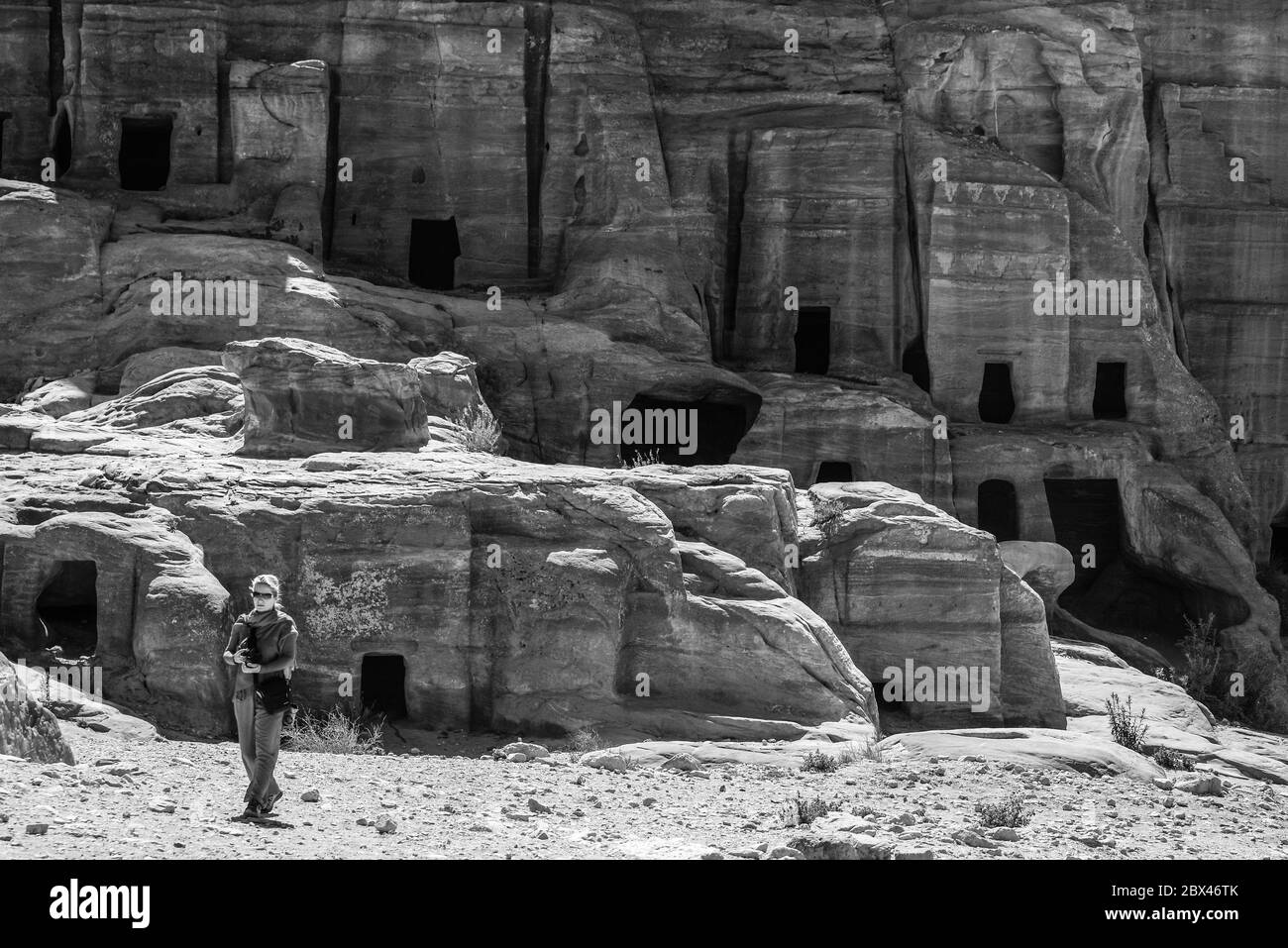 Petra è una grande tomba del Palazzo e l'attrazione principale della Giordania. Petra è inclusa nella lista del patrimonio dell'UNESCO. Foto Stock