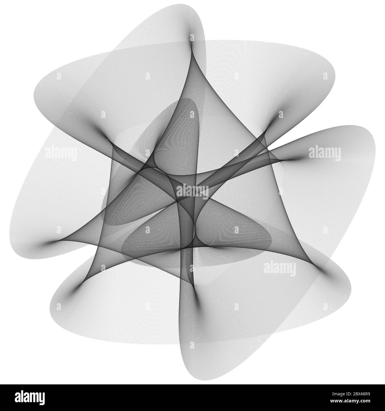 Illustrazione frattale astratta monocromatica per un design creativo su sfondo bianco Foto Stock