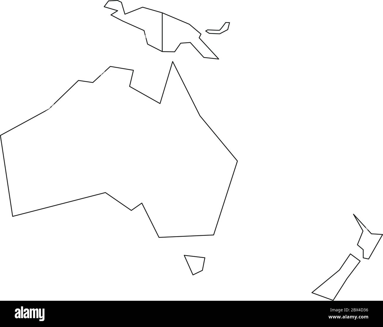 Mappa politica di Australia e Oceania. Contorno a reticolo nero semplificato. Illustrazione vettoriale. Illustrazione Vettoriale