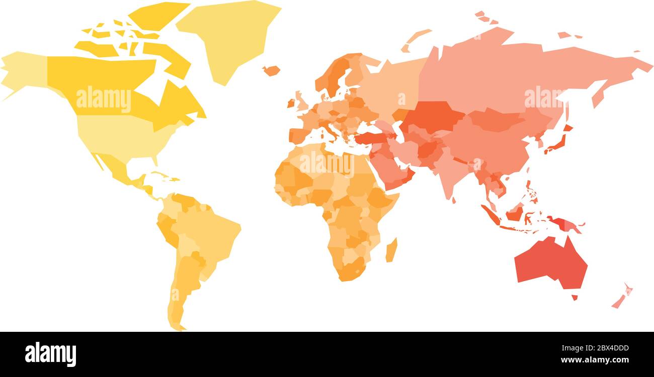 Mappa multicolore del mondo. Mappa politica semplificata con confini