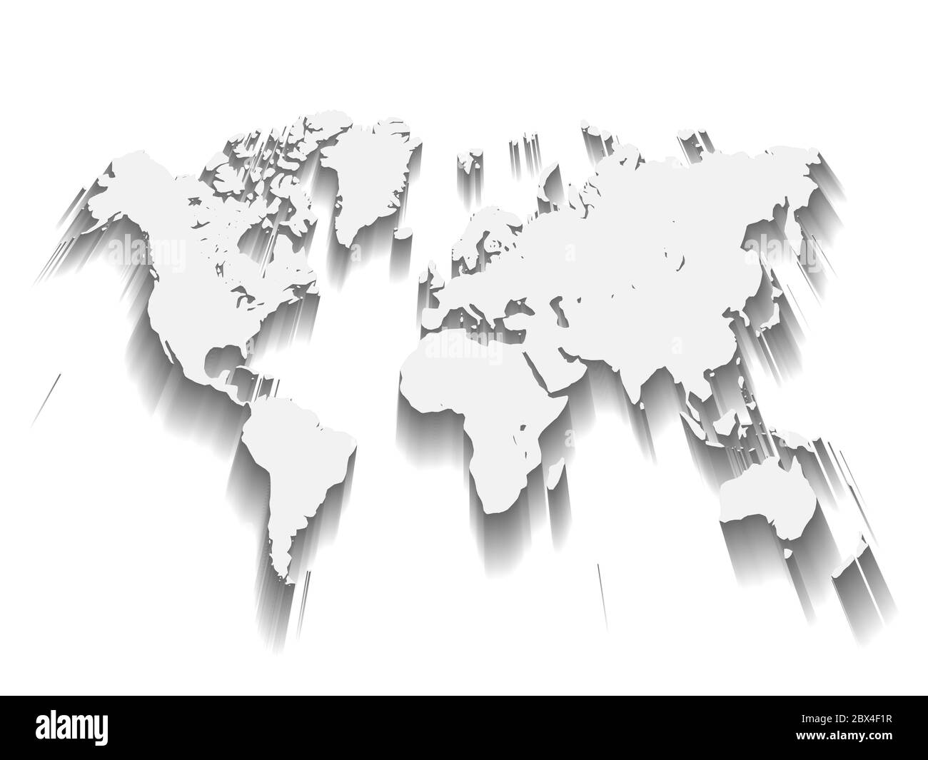 Mappa vettoriale bianca del mondo. Design moderno e piatto con una lunga ombra isolata su sfondo verde. Illustrazione Vettoriale