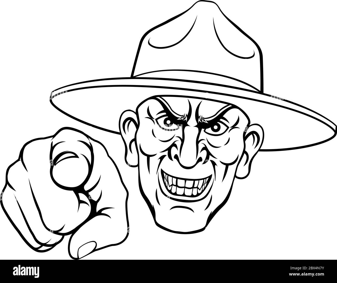 Esercito Bootcamp trapanare il sergente soldato Ponting Illustrazione Vettoriale