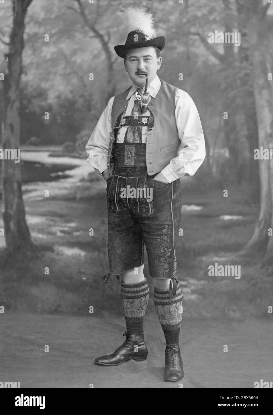 Lederhosen Tradizionali Bavaresi Per Uomo - Set Con Cappello, Vera Pelle, Per Oktoberfest E Feste A Tema