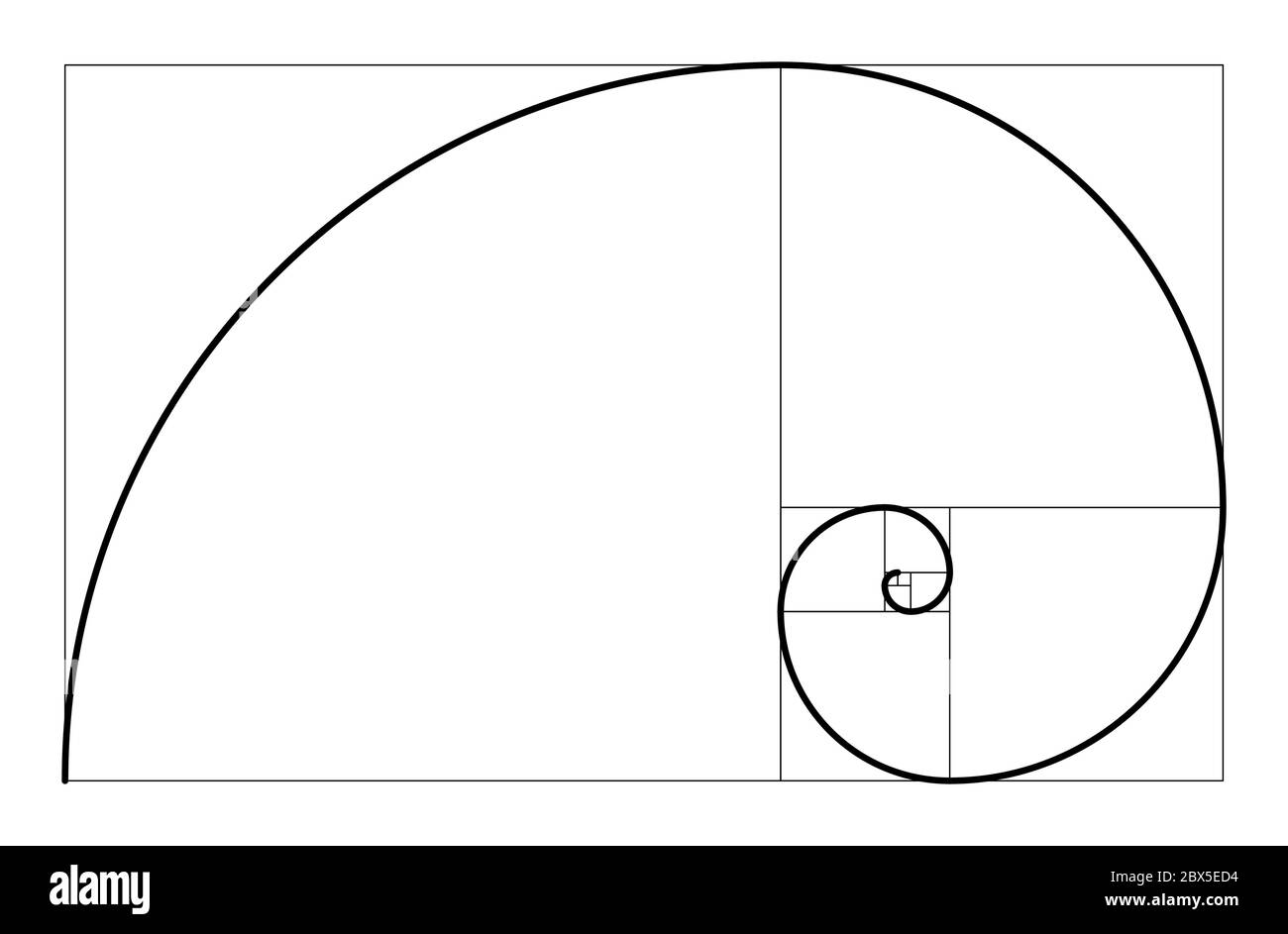 Rapporto Aureo concetto geometrico. Spirale di Fibonacci. Illustrazione Vettoriale Illustrazione Vettoriale
