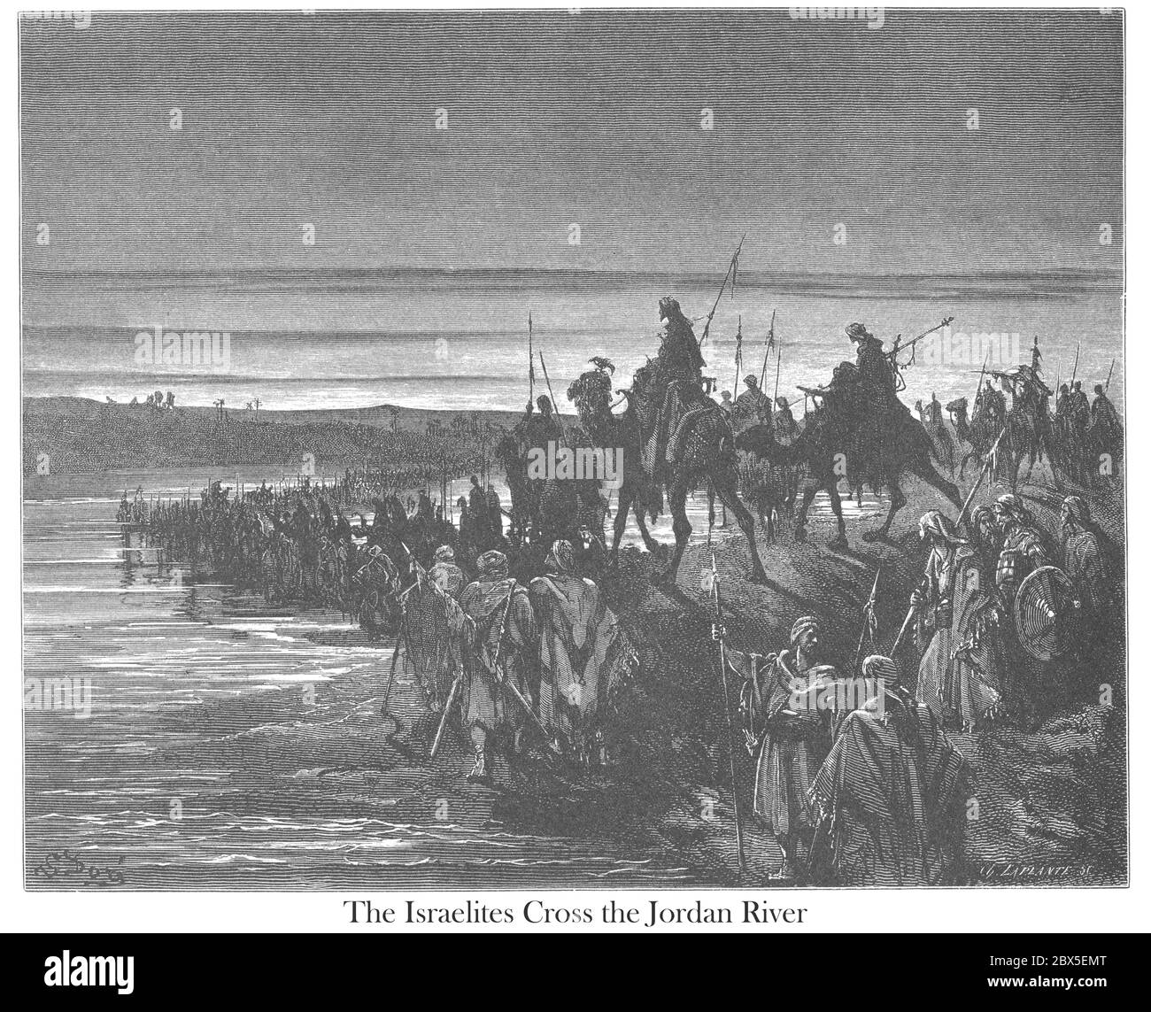 Gli Israeliti attraversano il fiume Giordano Giosuè 3:17 dal libro 'la Galleria della Bibbia' illustrato da Gustave Dore con Memoir di Dore e Letter-press descrittivo di Talbot W. Chambers D.D. Pubblicato da Cassell & Company Limited a Londra e contemporaneamente da Mame a Tours, Francia nel 1866 Foto Stock
