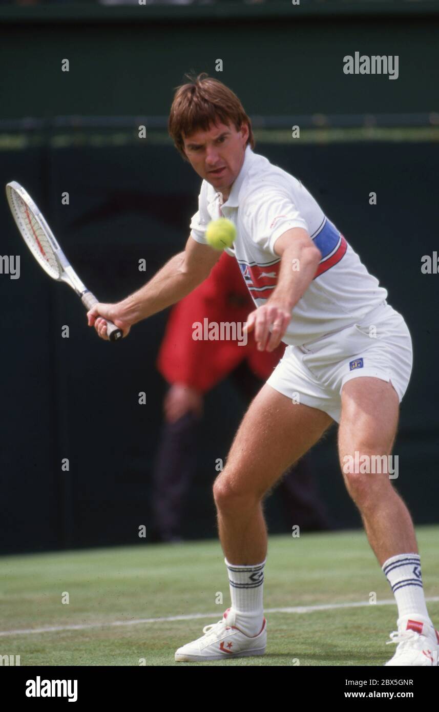Jimmy Connors Stella Artois Tennis Championship, Queens Club, Londra Giugno 1987 Foto di Tony Henshaw Foto Stock