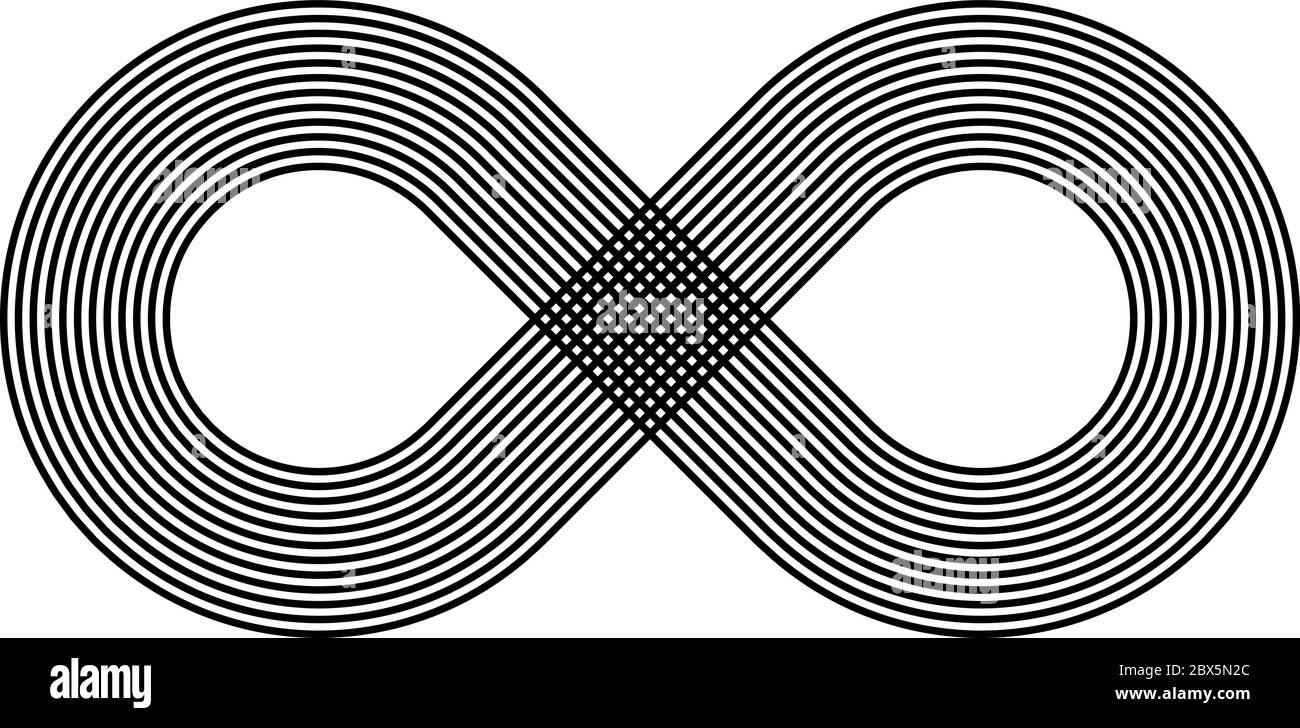 Icona con simbolo infinito. Rappresenta il concetto di cose infinite, illimitate e infinite. Elemento di progettazione vettoriale multilinea semplice su sfondo bianco. Illustrazione Vettoriale Icona con simbolo infinito. Rappresenta il concetto di cose infinite, illimitate e infinite. Elemento di progettazione vettoriale multilinea semplice su sfondo bianco. Illustrazione Vettoriale