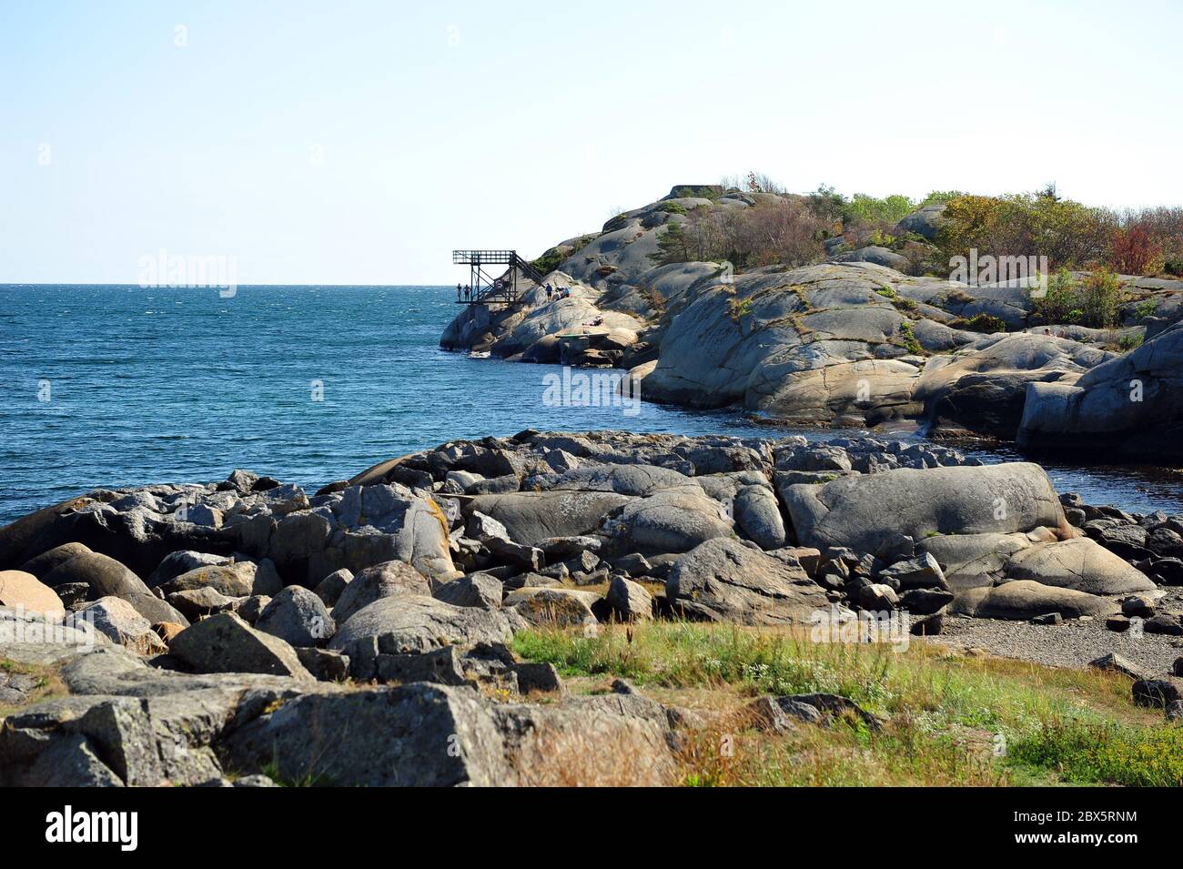 Torre subacquea a Stavern, Vestfold, Norvegia. Foto orizzontale con spazio per la copia. Cancella giorno sumer. Foto Stock