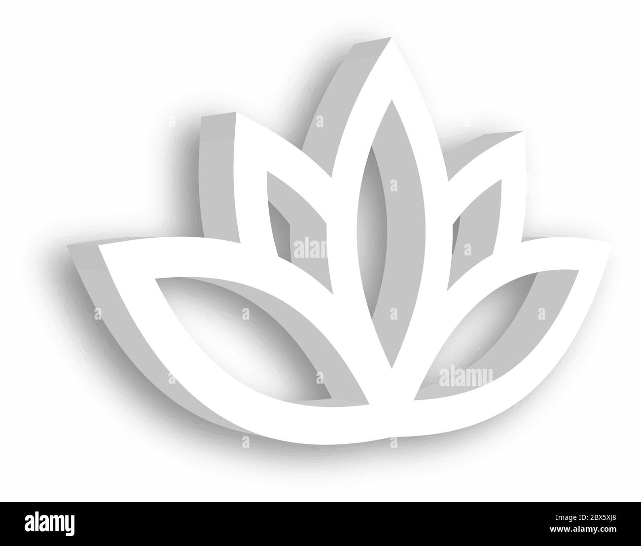 Icona di Lotus flower 3d su sfondo bianco. Tema benessere, spa, yoga, bellezza e stile di vita sano. Illustrazione vettoriale. Illustrazione Vettoriale
