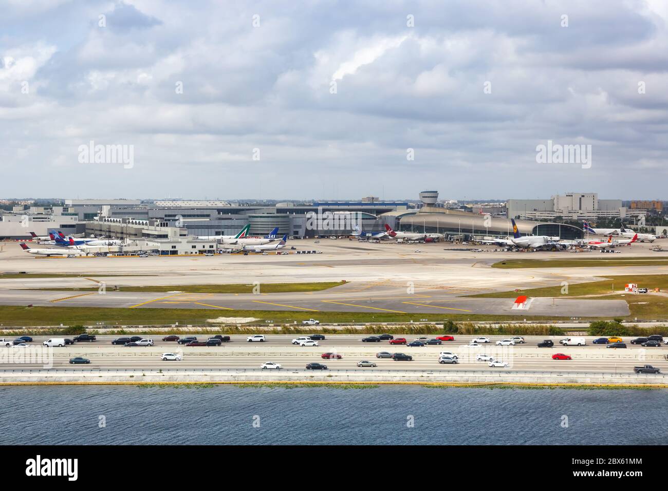 Miami, Florida 3 aprile 2019: Panoramica Miami aeroporto mia in Florida. Foto Stock