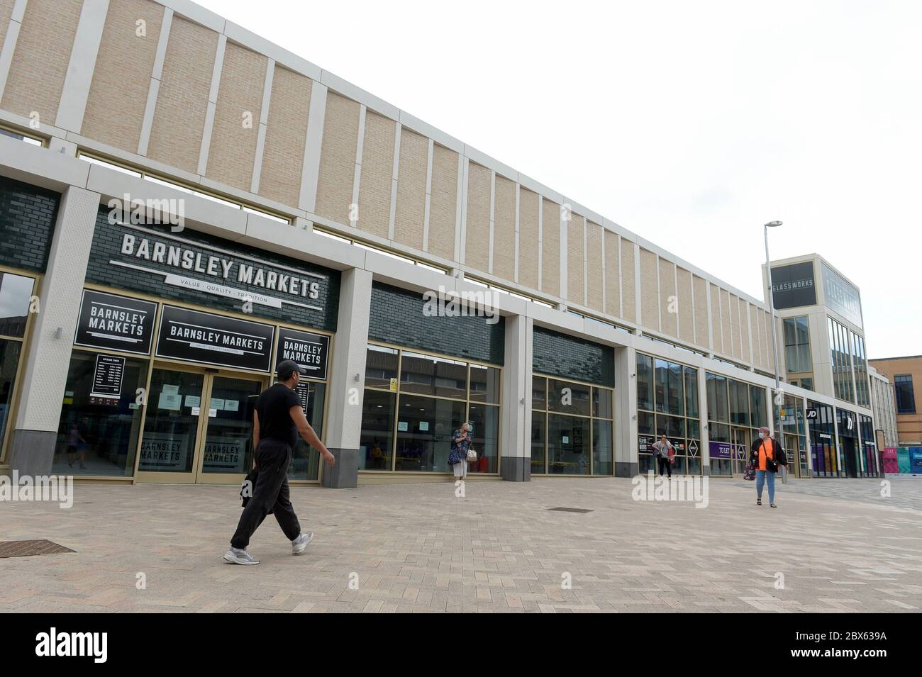 Lo sviluppo di Glassworks è in costruzione nel centro di Barnsley, uno sviluppo tra Queensbury e Barnsley Council Foto Stock