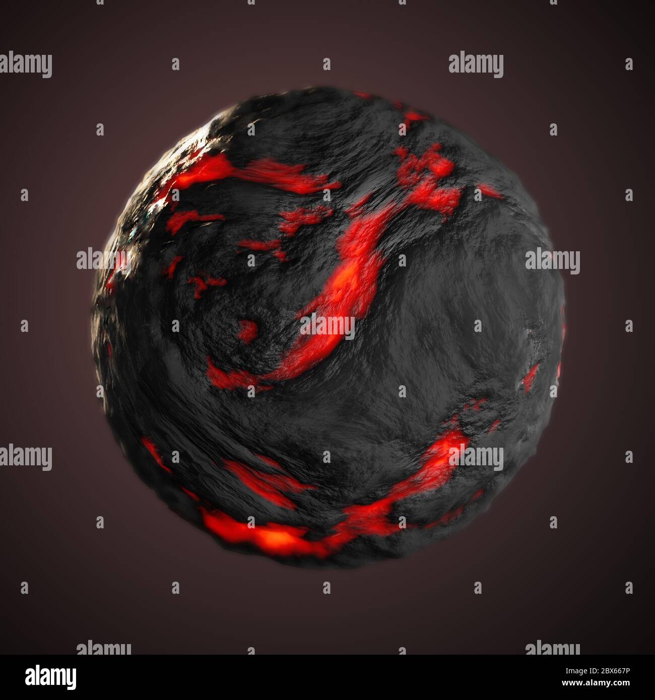 Rendering 3D di un pianeta lavico liquido caldo Foto Stock