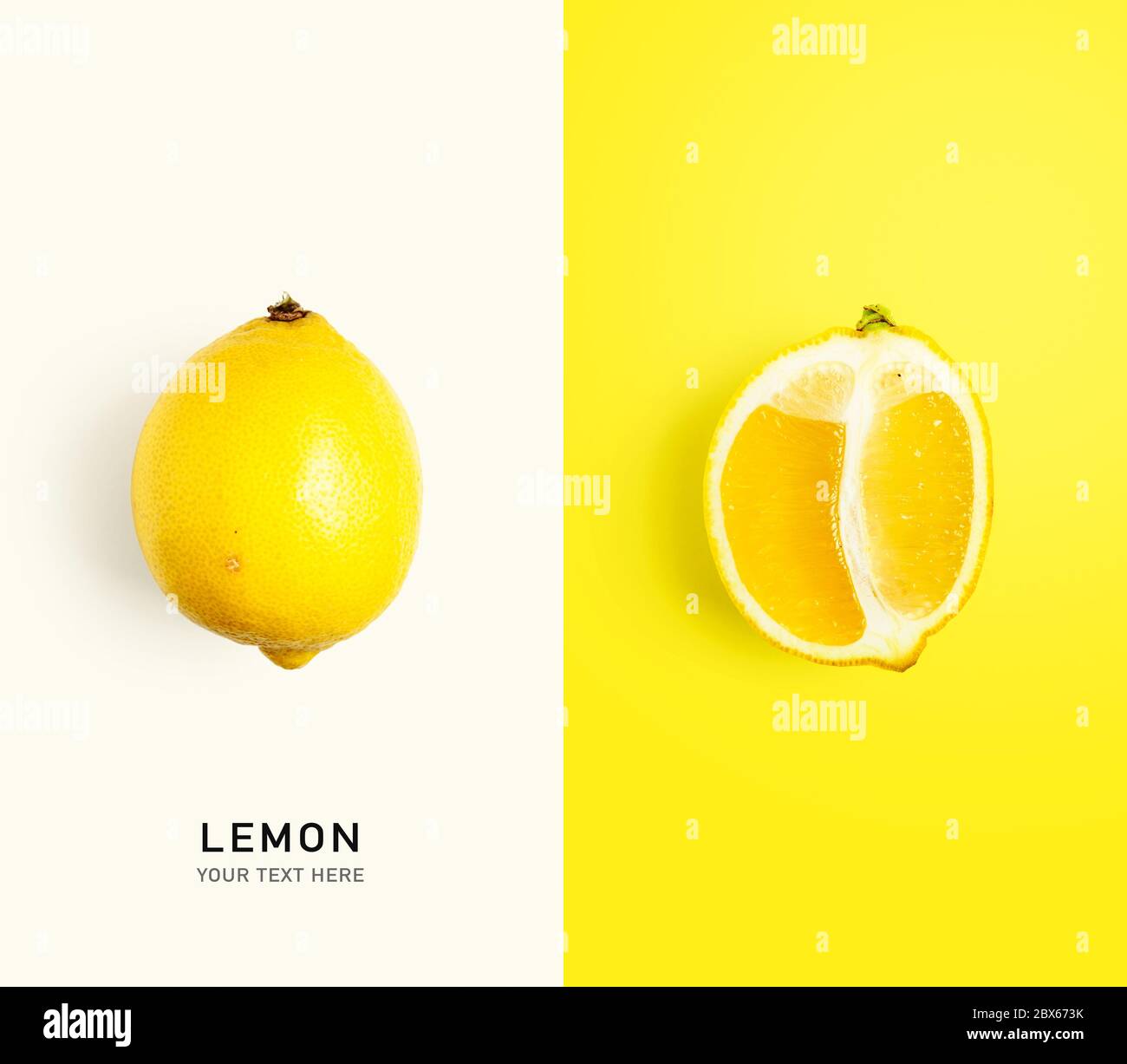 Frutta fresca al limone, layout creativo. Cibo sano e concetto di cibo. Composizione di frutta. Disposizione piatta, vista dall'alto. Elemento di disegno, scheda con spazio di copia Foto Stock