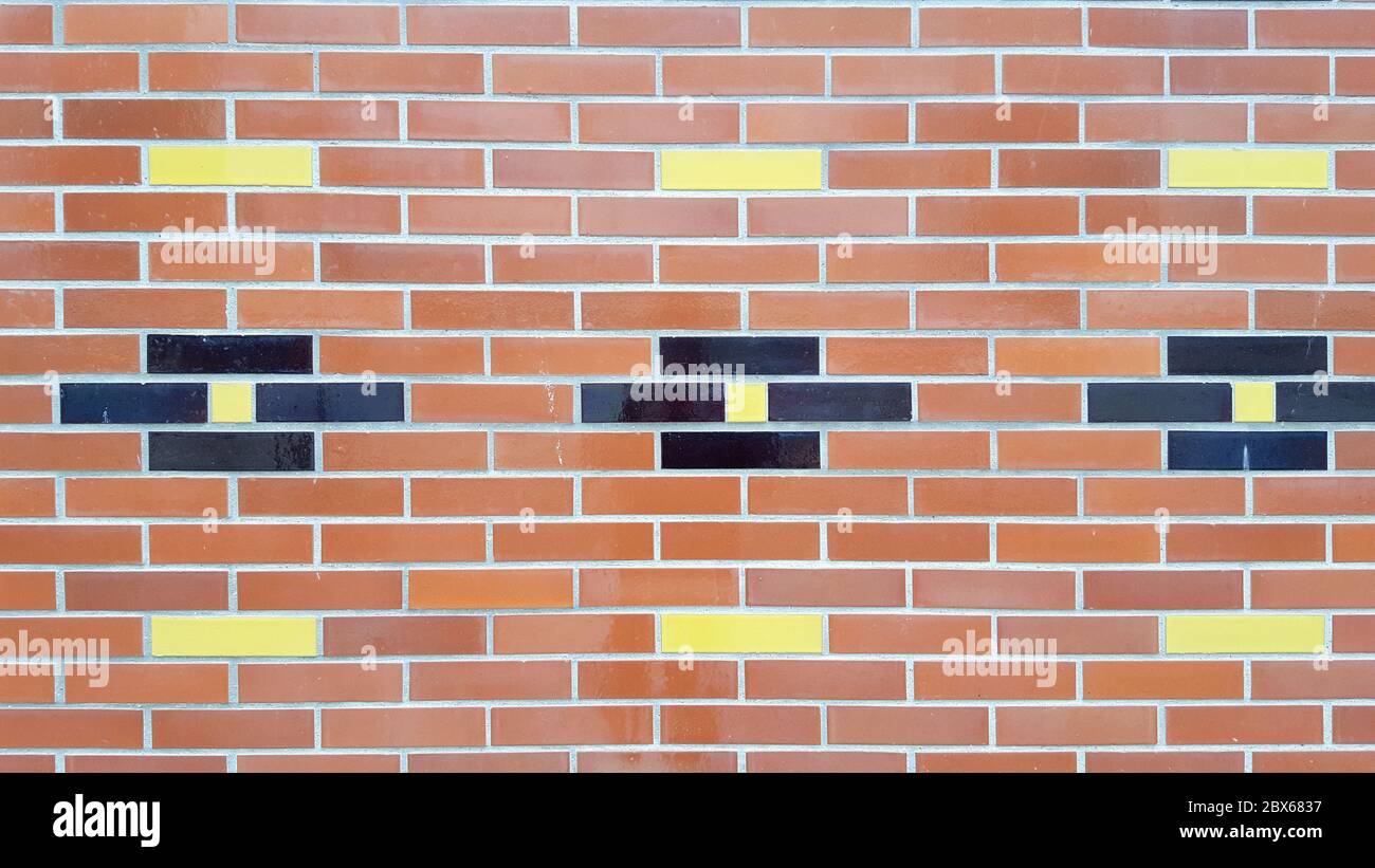 Marrone Tile parete texture sfondo mattone in primo piano Vista frontale per sfondo Foto Stock