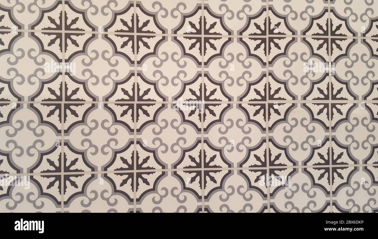 Ornato colore brillante texture portoghese piastrelle in bianco marrone Foto Stock