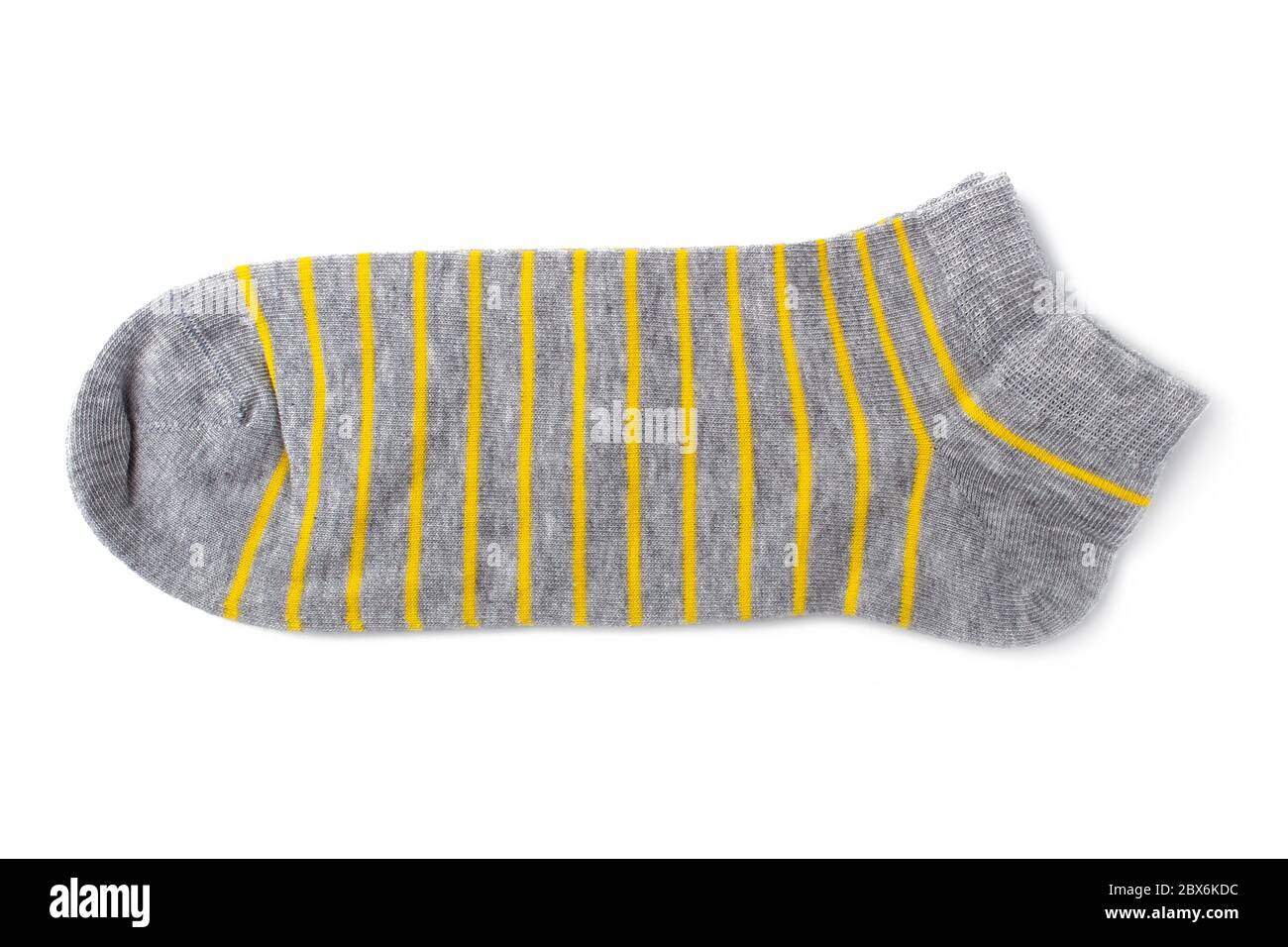 Calze da uomo grigie con strisce gialle e fascia elastica bassa Foto Stock
