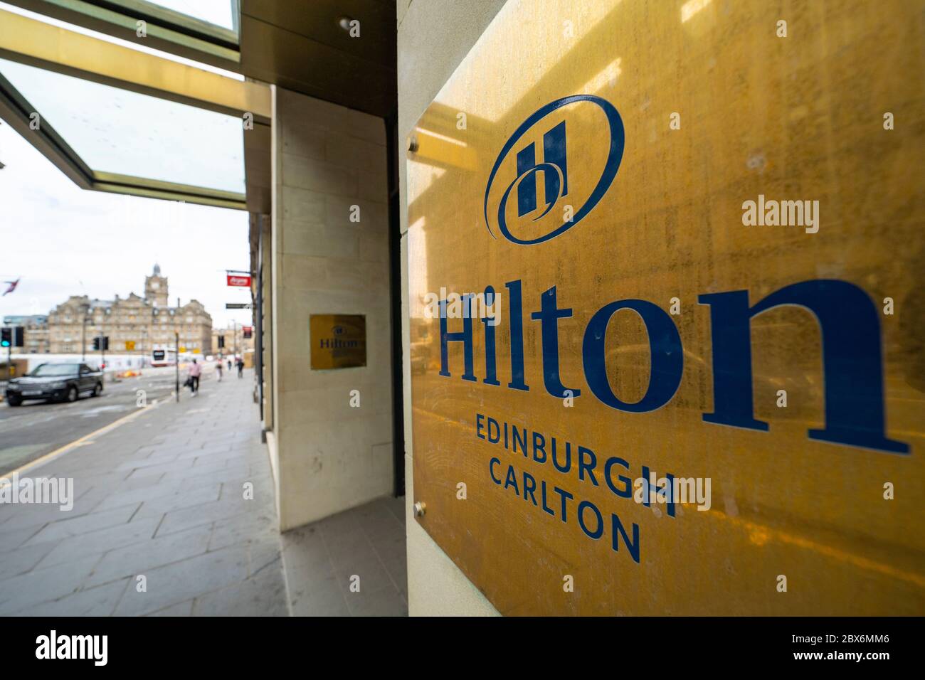 Hilton Carlton Hotel a Edimburgo dove possibili primi casi di coronavirus in Scozia sono stati rilevati in una conferenza Nike tenuta lì, Scozia, Regno Unito Foto Stock