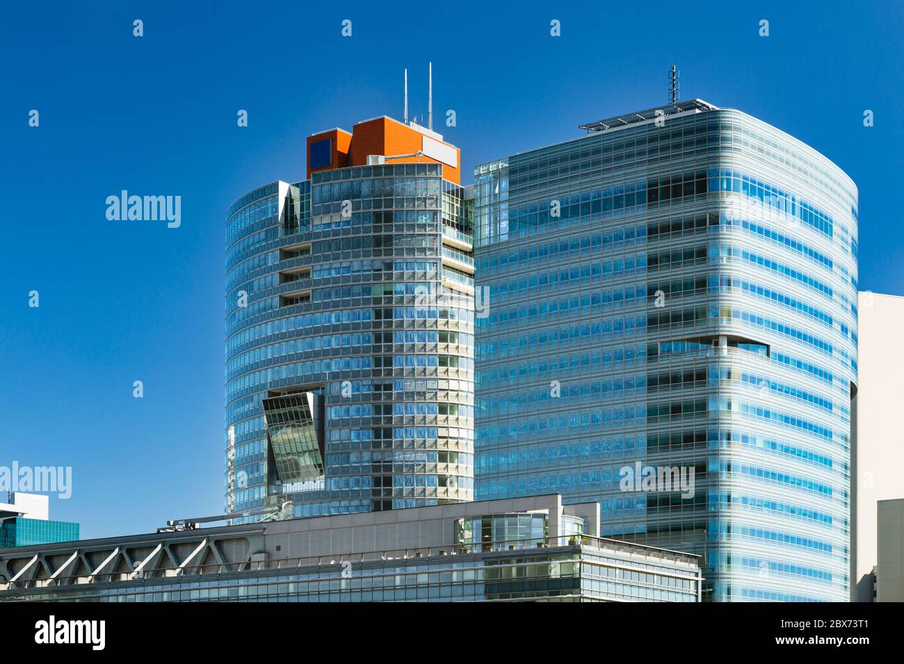 Ufficio costruzione grattacieli nella città di Donau di Vienna, Austria Foto Stock