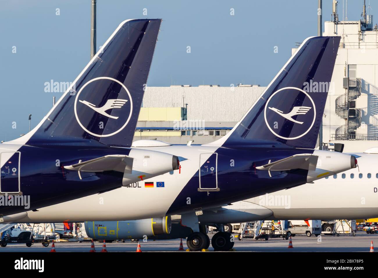 Francoforte, Germania - 27 maggio 2020: Lufthansa Airbus Crane Logo Airplane code all'aeroporto di Francoforte (fra) in Germania. Foto Stock