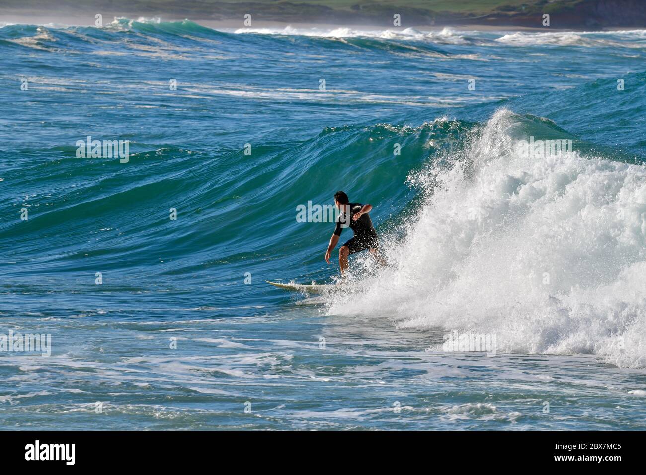 Un surfista in azione a Dee Why Beach, Australia Foto Stock