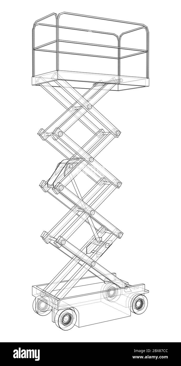 Profilo del concetto di sollevamento a forbice. Vettore Illustrazione Vettoriale